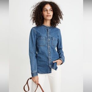 Madewell Denim Banded-Collar Shirt Size Small